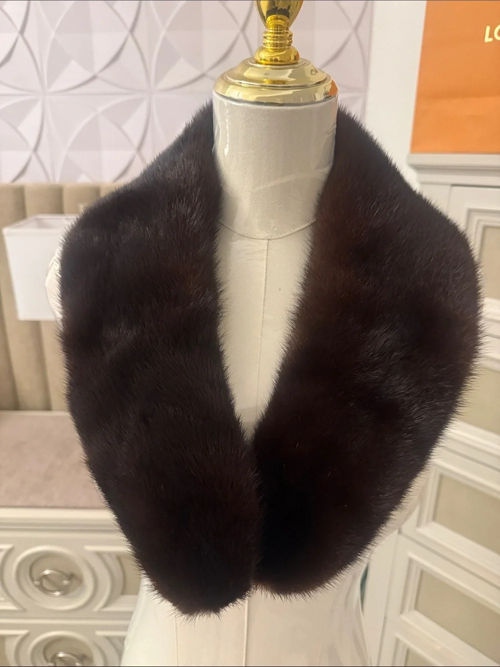 Real mink fur collar clip on